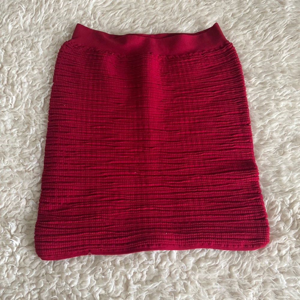 Red Shape Fitting Mini Skirt